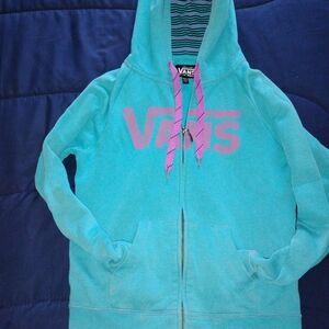 Vans Kids Aqua Hoodie Jacket with Pink Accents